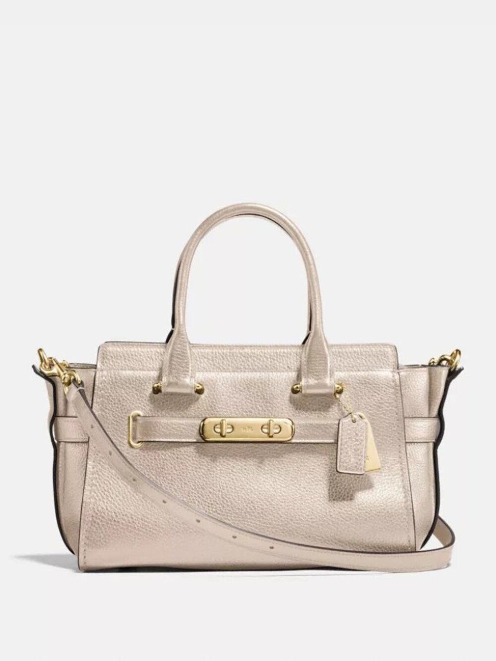 Coach Swagger White Leather Shoulder Bag Purse